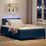 Letto a molle con strisce LED Blu 120 x 190 cm Tessuto