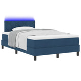 Letto a molle con strisce LED Blu 120 x 190 cm Tessuto