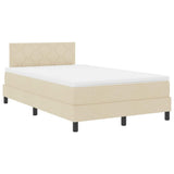Letto a molle con strisce LED Crema 120 x 200 cm Tessuto