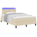 Letto a molle con strisce LED Crema 120 x 200 cm Tessuto