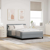 Letto a molle con testiera Grigio chiaro 160 x 200 cm Tessuto