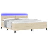 Letto a molle con cuscino Crema 200 x 200 cm Tessuto