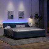 Letto a molle con cuscino con testiera Blu 200 x 200 cm Tessuto