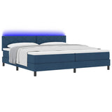 Letto a molle con cuscino con testiera Blu 200 x 200 cm Tessuto
