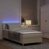 Letto a Sorgente LED con materasso Crema 90 x 190 cm Tessuto