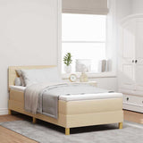 Letto a Sorgente LED con materasso Crema 90 x 190 cm Tessuto