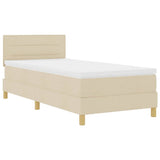 Letto a Sorgente LED con materasso Crema 90 x 190 cm Tessuto
