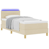 Letto a Sorgente LED con materasso Crema 90 x 190 cm Tessuto