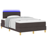 Letto a Sorgente LED Marrone Scuro 120 x 190 cm Tessuto