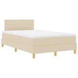 Letto a Sorgente LED con materasso Crema 120 x 190 cm Tessuto