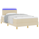Letto a Sorgente LED con materasso Crema 120 x 190 cm Tessuto