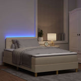 Letto a Sorgente LED con materasso Crema 120 x 200 cm Tessuto