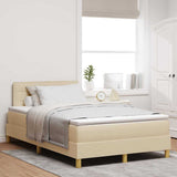 Letto a Sorgente LED con materasso Crema 120 x 200 cm Tessuto