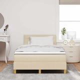 Letto a Sorgente LED con materasso Crema 120 x 200 cm Tessuto