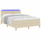 Letto a Sorgente LED con materasso Crema 140 x 190 cm Tessuto