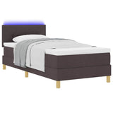Letto a Sorgente LED con led Marrone Scuro 80 x 200 cm Tessuto