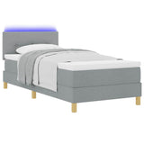 Letto a Sorgente LED Grigio chiaro 100 x 200 cm Tessuto