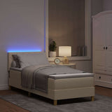 Letto a Sorgente LED con materasso Crema 80 x 200 cm Tessuto