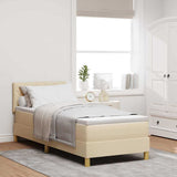 Letto a Sorgente LED con materasso Crema 80 x 200 cm Tessuto