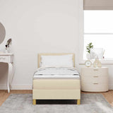 Letto a Sorgente LED con materasso Crema 80 x 200 cm Tessuto