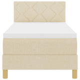 Letto a Sorgente LED con materasso Crema 80 x 200 cm Tessuto