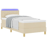 Letto a Sorgente LED con materasso Crema 90 x 200 cm Tessuto