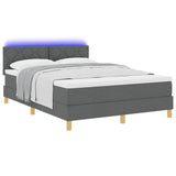 Letto a Sorgente LED Grigio scuro 140 x 190 cm Tessuto
