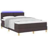 Letto a Sorgente LED Marrone Scuro 160 x 200 cm Tessuto