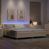 Letto a Sorgente LED con strisce LED Crema 200 x 200 cm Tessuto