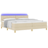 Letto a Sorgente LED con strisce LED Crema 200 x 200 cm Tessuto
