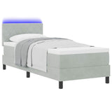Letto a Sorgente LED Grigio chiaro 80 x 200 cm Velluto