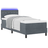 Letto a Sorgente LED Grigio scuro 80 x 200 cm Velluto