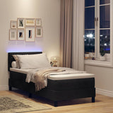 Letto a Sorgente LED con materasso Nero 80 x 200 cm Velluto