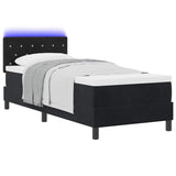 Letto a Sorgente LED con materasso Nero 80 x 200 cm Velluto