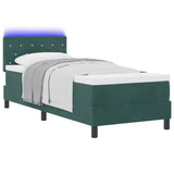 Letto a Sorgente LED con led Verde Scuro 80 x 200 cm Velluto