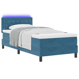 Letto a Sorgente LED con testiera Blu Scuro 90 x 200 cm Velluto