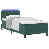 Letto a Sorgente LED con led Verde Scuro 100 x 200 cm Velluto