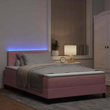 Letto a Sorgente LED con materasso Rosa 120 x 190 cm Velluto