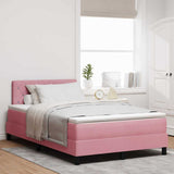 Letto a Sorgente LED con materasso Rosa 120 x 190 cm Velluto