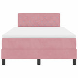 Letto a Sorgente LED con materasso Rosa 120 x 190 cm Velluto