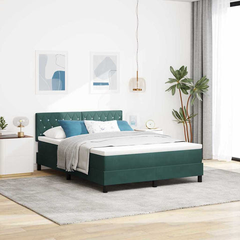 Letto a Sorgente LED Verde Scuro 160 x 200 cm Velluto