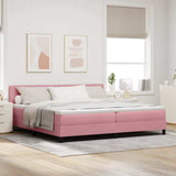 Letto a Sorgente LED con materasso Rosa 200 x 200 cm Velluto