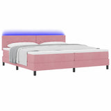 Letto a Sorgente LED con materasso Rosa 200 x 200 cm Velluto