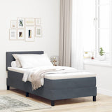 Letto a Sorgente LED con led Grigio scuro 80 x 200 cm Velluto