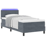 Letto a Sorgente LED Grigio scuro 80 x 200 cm Velluto