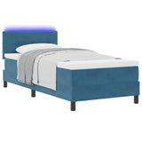 Letto a molle con testiera Blu scuro 90 x 190 cm Velluto