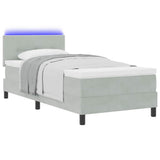 Letto a Sorgente LED Grigio chiaro 100 x 200 cm Velluto