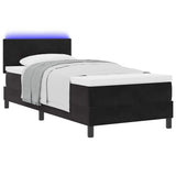 Letto a Sorgente LED con materasso Nero 100 x 200 cm Velluto