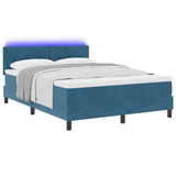 Letto a Sorgente LED Blu Scuro 140 x 190 cm Velluto