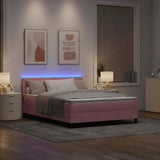 Letto a Sorgente LED con materasso Rosa 140 x 190 cm Velluto